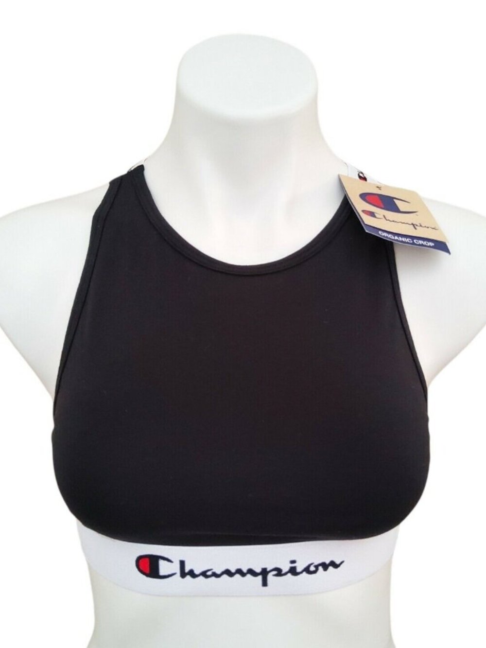 Champion Womens High Neck Sports Bra XS Black Wireless Crossback Straps NWT